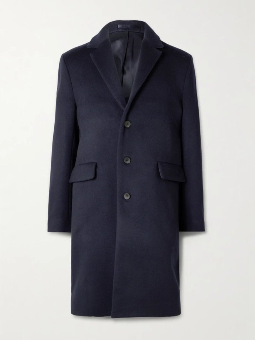 jacob Siegel Cashmere Blend Overcoat Men's Navy Colombo Wool Minmal Over Coat